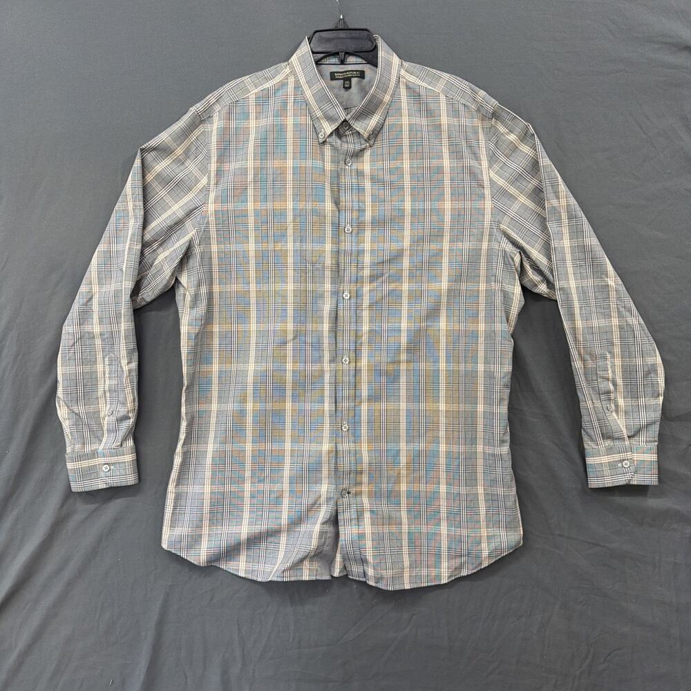 Banana Republic Slim Fit Mens XXL Gingham Button Down Shirt Long Sleeve